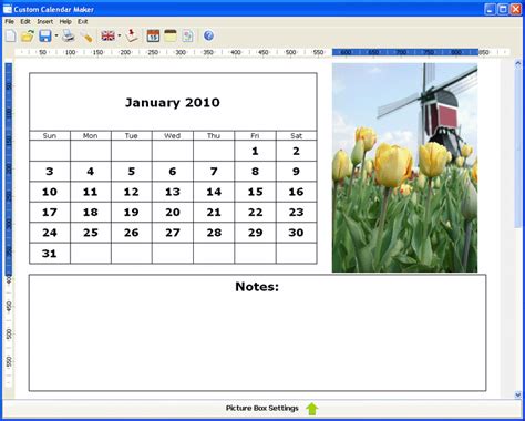 Custom Calendar Maker Main Window - Custom Calendar Maker - Custom Calendar Maker allows you to ...