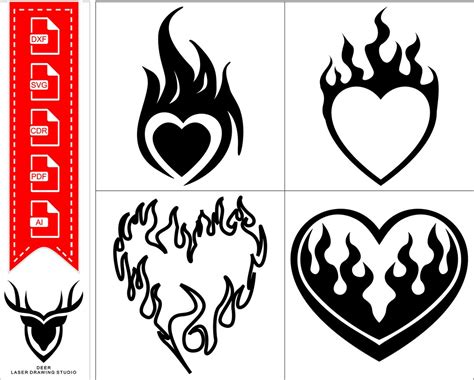 Flaming Heart Symbol Digital - Etsy