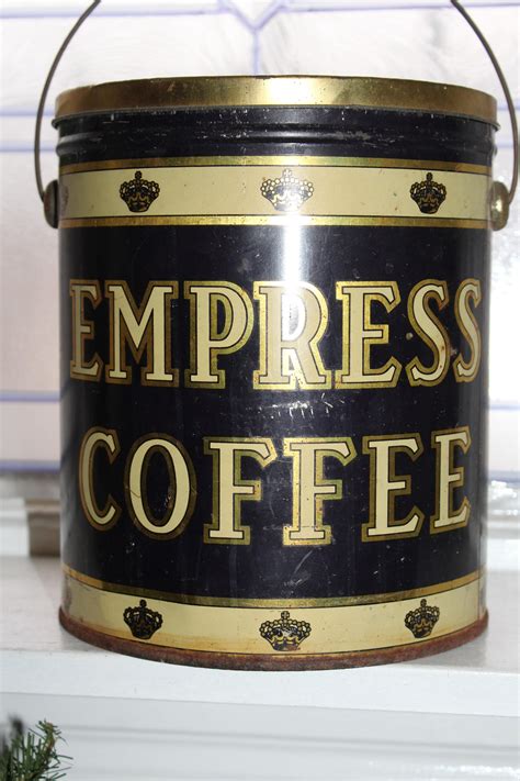 Large Antique Empress Coffee Tin 5 Lb Farmhouse Decor