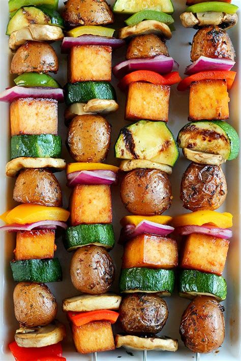 Grilled Veggie Kebabs with Creamer Potatoes & Tofu | Recipe | Vegan bbq recipes, Vegan grilling ...