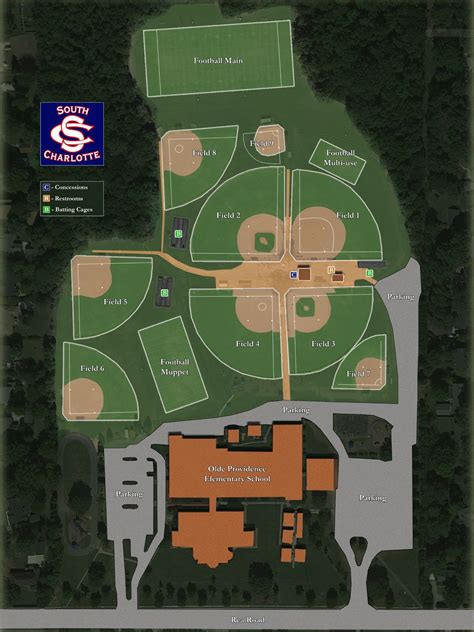 Facility Field Map | South Charlotte Recreation Association | Providence park, Recreation ...