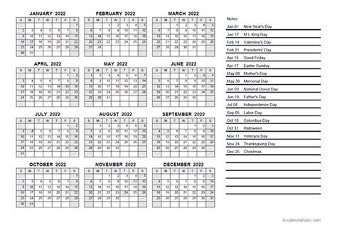 free printable calendar 2022 templates yearly calendars - free ...