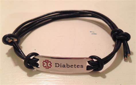 Handmade Leather Diabetes Medic Alert Bracelet