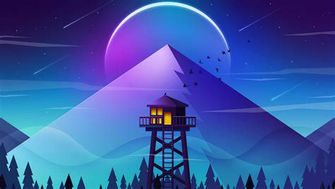 1360x768 Firewatch Tower Minimalism 4k Laptop HD HD 4k Wallpapers, Images, Backgrounds, Photos ...