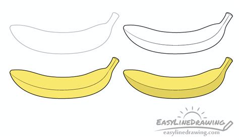 How to Draw a Banana Step by Step - EasyLineDrawing