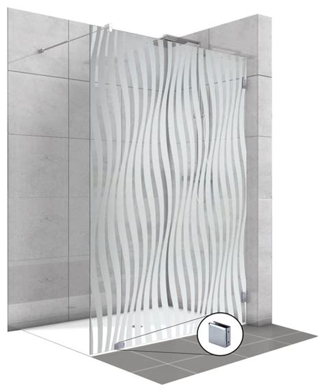 Fixed Glass Shower Screens With Frosted Waves Design - Contemporary - Shower Doors - by Glass ...