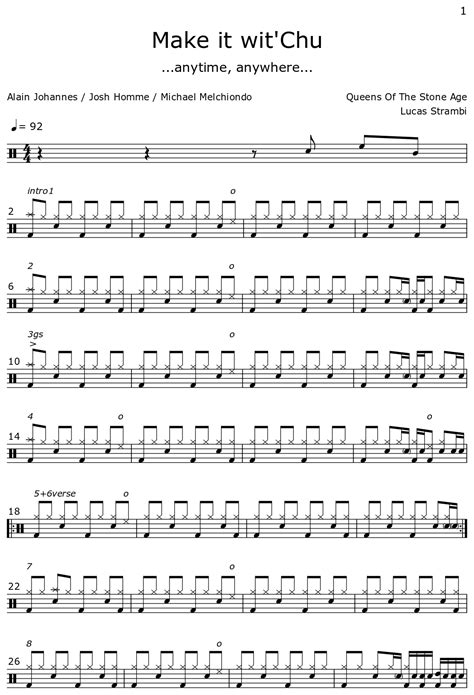 Make it wit'Chu - Sheet music for Drum Set