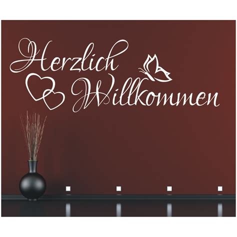 WANDTATTOO SPRUCH Herzlich Willkommen Flur Sticker Wandaufkleber ...