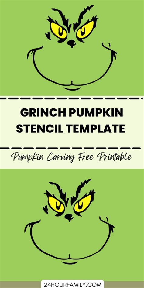 pumpkin carving free printable template grinch face | Pumpkin carving templates, Pumpkin carving ...