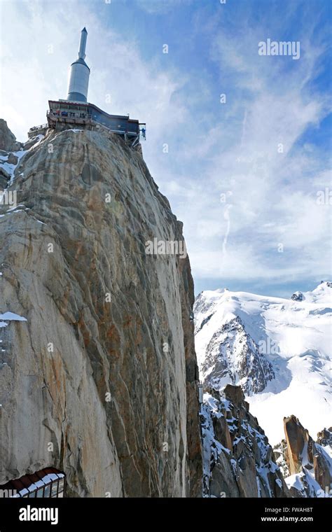 Glass skywalk called "Step into the Void" seen from the Aiguille du ...