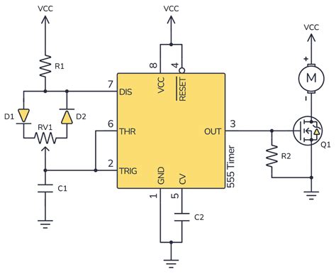 A Simple 555 PWM Circuit with Motor Example