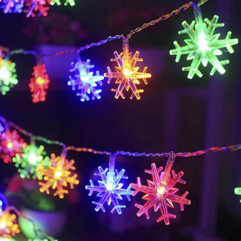 Aousthop Christmas Snowflake Light, 80/40/20/10 LEDs Snowflake Hanging String Lights for Xmas ...