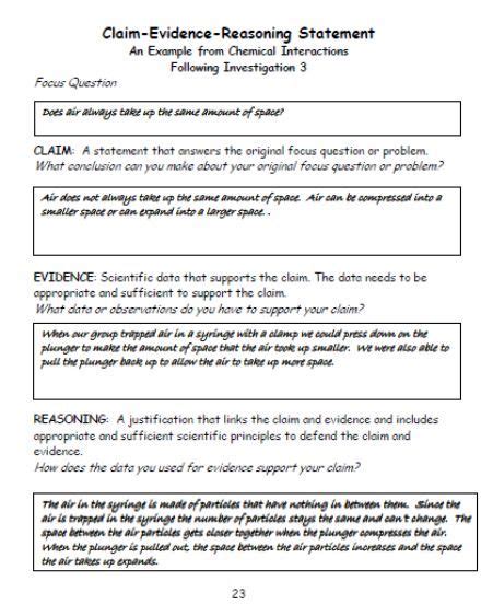 Claim Evidence Reasoning Template: 5 Free Templates and CER Models of Teaching Resourses ...