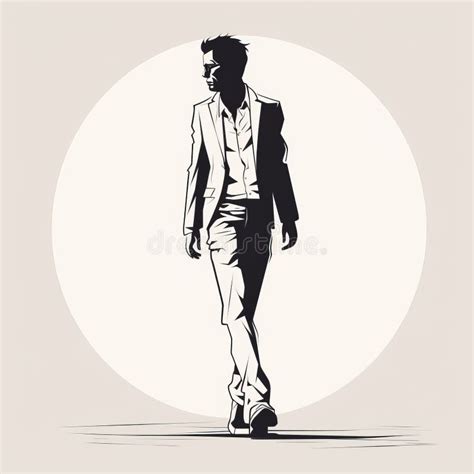 Fashion Illustration: Silhouette of a Stylish Man Walking in Shadows Stock Illustration ...