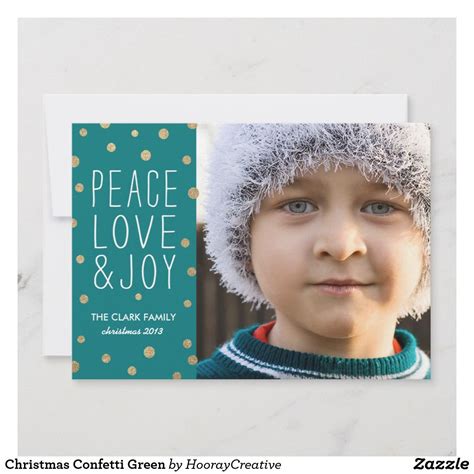 Christmas Confetti Green Holiday Card | Zazzle.com | Holiday design card, Joy christmas card ...