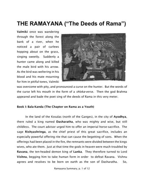 THE RAMAYANA (“The Deeds of Rama”)