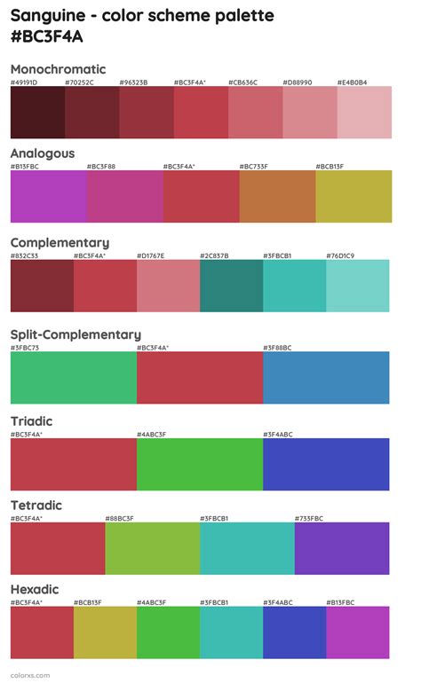 Sanguine color palettes - colorxs.com