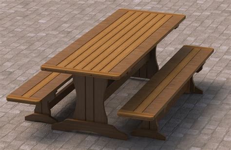 8ft Trestle Style Picnic Table with Benches 002 Building Plans - Easy to Build • $10.99 | Picnic ...