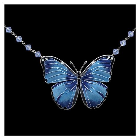 Butterfly Necklace | Blue Morpho | Cloisonne Jewelry