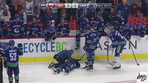 Brock Boeser Scary Injury with Bench Door [HD] - YouTube