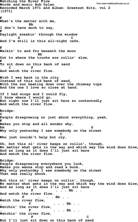 Bob Dylan song - Watching the River Flow, lyrics and chords