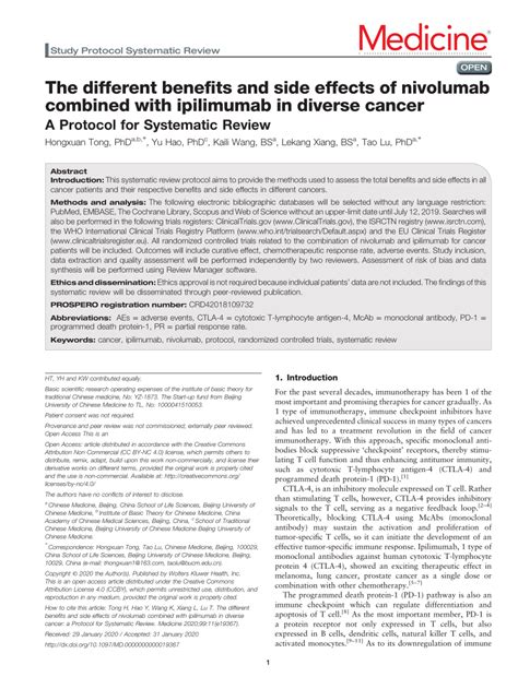 (PDF) The different benefits and side effects of nivolumab combined ...