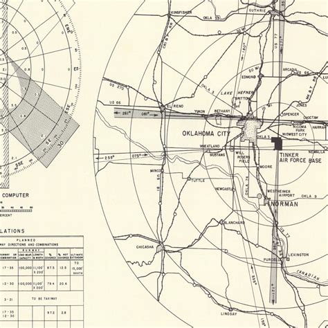 Vintage Map of the Tinker Air Force Base Vicinity, 1952 by Ted's Vintage Art