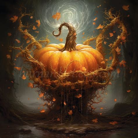 Halloween Pumpkin Digital Download Fantasy Fall AI Art Print Printable Image Stock Photo PNG - Etsy