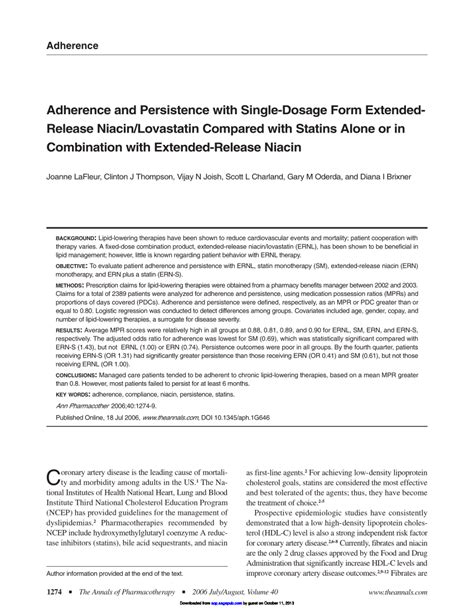 (PDF) Adherence and Persistence with Single-Dosage Form Extended ...