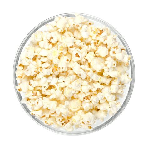 Popped Popcorn in Glass Bowl Over White Stock Image - Image of plant ...