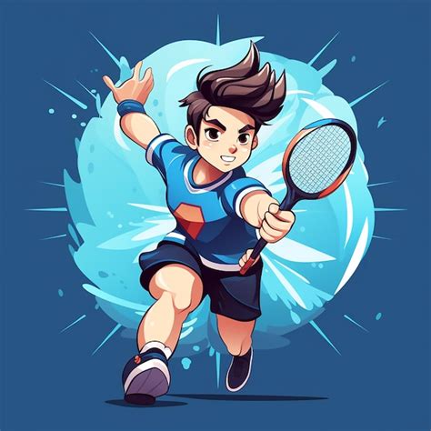 Premium Vector | Anime badminton player in action flat logo