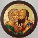 Saints Peter and Paul Embracing Round Icon - BlessedMart