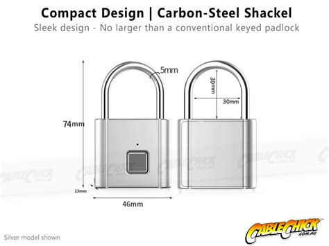 Keyless Smart Fingerprint Padlock - Rechargeable (Silver)