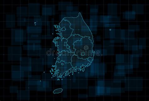 HUD Map of the South Korea with Provinces. Cyberpunk Futuristic Digital Dark Blue Background ...