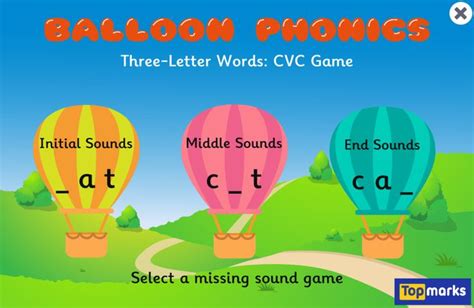 Balloon Phonics: Three-Letter Words CVC Game | Phonics, Three letter words, Phonics cvc