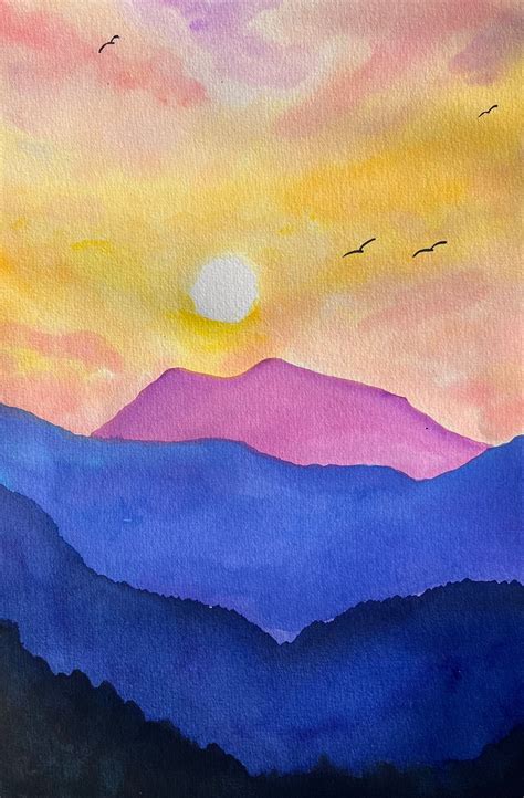 Learn to paint Sunset Over the Hills – Paintvine®