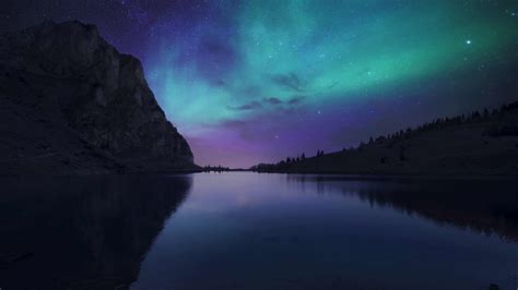 Northern Lights Aurora Borealis Over Lake UHD 4K Wallpaper | Pixelz