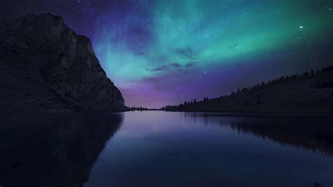 Northern Lights Aurora Borealis Over Lake UHD 4K Wallpaper | Pixelz