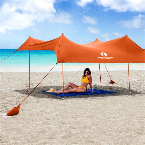 Orange Family Beach Sun Shade Canopy Tent with sand anchors - Walmart.com