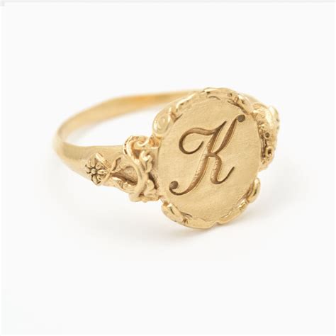 Antique Signet Ring Vintage Style Signet Ring Personalized Monogram Ring for Women and Men in ...