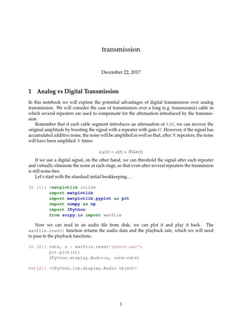 Transmission: 1 Analog Vs Digital Transmission | PDF | Signal To Noise Ratio ...