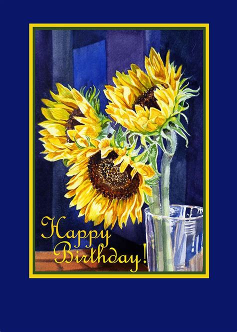 Happy Birthday Happy Sunflowers by Irina Sztukowski | Happy birthday sunflower, Happy birthday ...