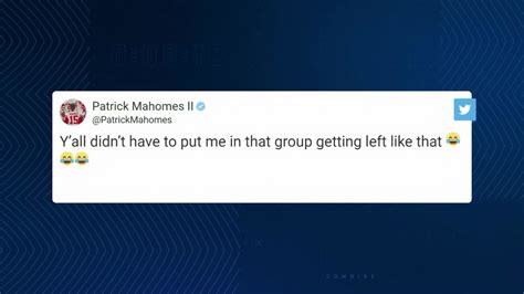 Kansas City Chiefs quarterback Patrick Mahomes reacts on Twitter to his ...