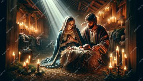 Premium Photo | Nativity scene featuring Baby Jesus Mary and Joseph the Holy Family