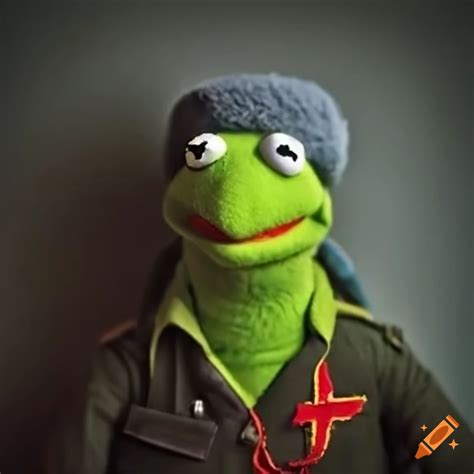 Image of communist kermit wearing an ushanka on Craiyon