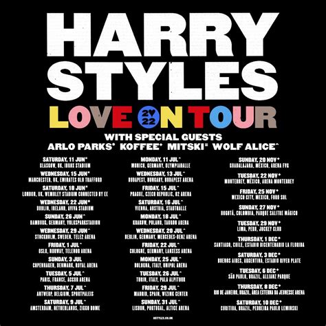 Harry Styles Tour Calendar - Tova Ainsley