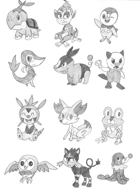 Pokemon Starters Gen 4-7 by Ardomew on DeviantArt