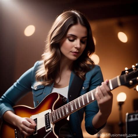Girl Playing Electric Guitar | Stable Diffusion Online