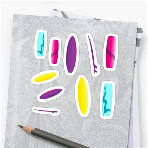 Multicoloured Surfboard Sticker Set Sticker by CreativeBridge ...