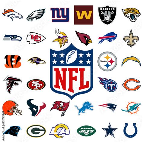 Logo of all national football league teams. NFL team icons. Set all the ...